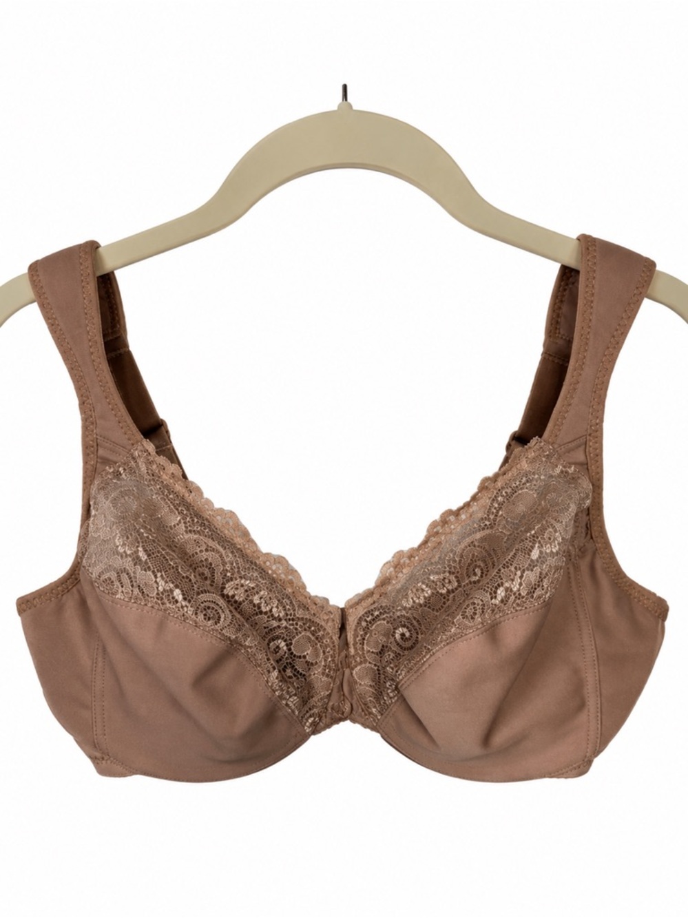 NWOT Glamorise 36DD Low Cut Wonderwire Lace Bra Underwire #1240 Cappuccino